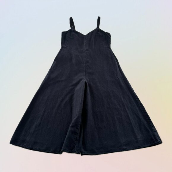 FREE SHIPPING! CLUB MONACO - Black/Navy Linen Midi Jumpsuit w Pockets! - Picture 5 of 11